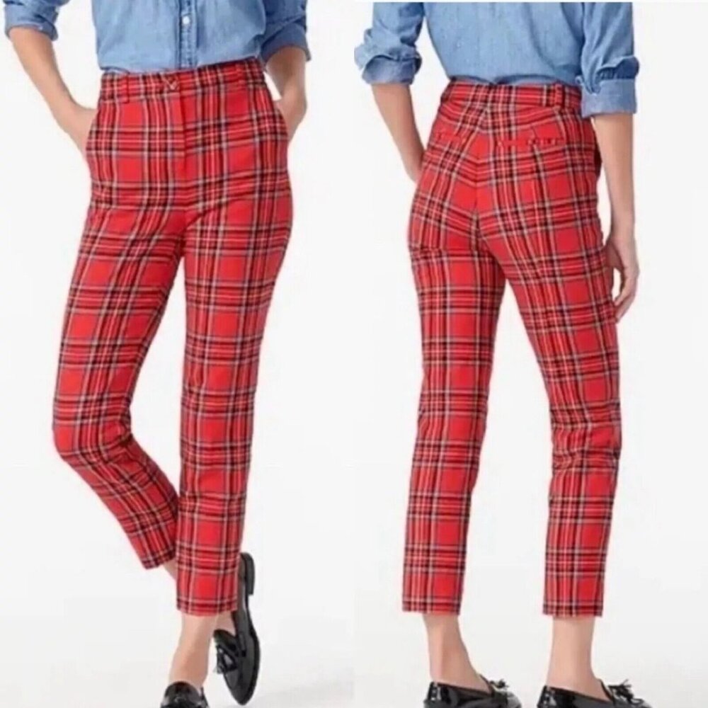 J. CREW High Rise Cameron Stewart Tartan Christmas Slim Wool Blend Pants, Size 2 - Picture 9 of 9